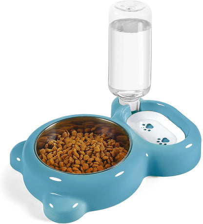 Small Dog Bowls, Food and Water Bowl Set with Water Dispenser