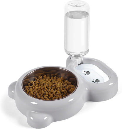 Small Dog Bowls, Food and Water Bowl Set with Water Dispenser