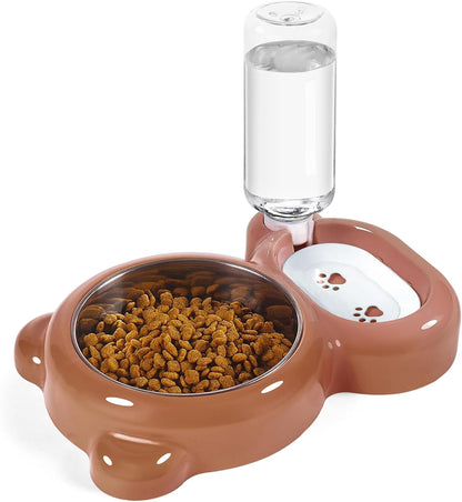 Small Dog Bowls, Food and Water Bowl Set with Water Dispenser