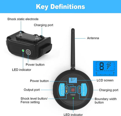 2-in-1 Wireless Dog Fence & Outdoor Training Collar, Dog Containment System