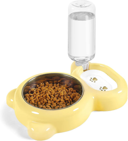 Small Dog Bowls, Food and Water Bowl Set with Water Dispenser