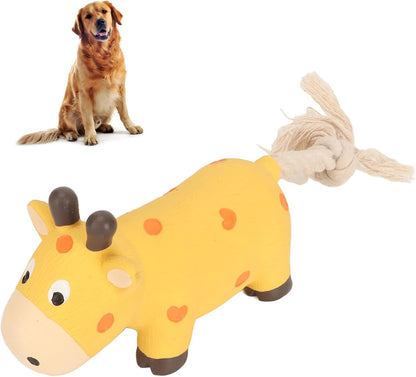 Durable Deer-Design Squeaky Dog Toy with Cotton Rope Tail