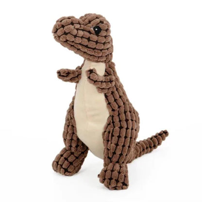 Indestructible Plush Dog Toy for Heavy Chewers - Dino