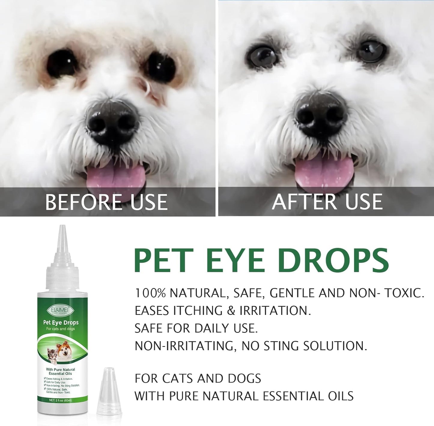 Relieve Itching & Irritation Pet Eye Drops for Dog & Cat Eyes