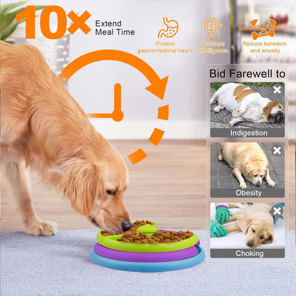 Slow Feeder Dog Bowl 3 Levels, Dog Food Puzzle Feeder