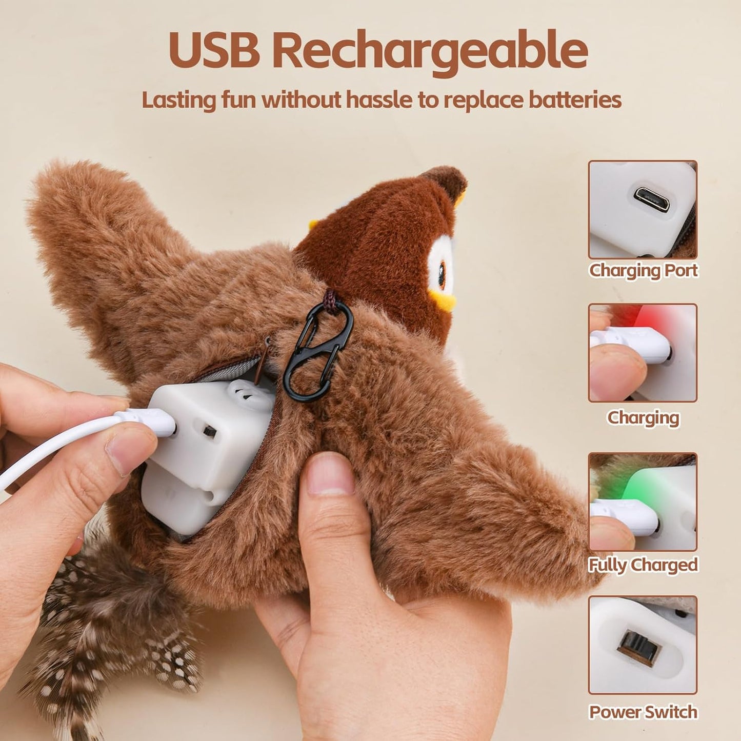 Interactive Chirping & Flapping Toy for Pets