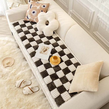 Creamy Checkered Square Pet Mat | Comfy Bed & Couch Cover For Your Furry Friend