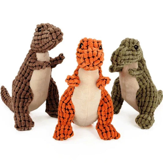 Indestructible Plush Dog Toy for Heavy Chewers - Dino