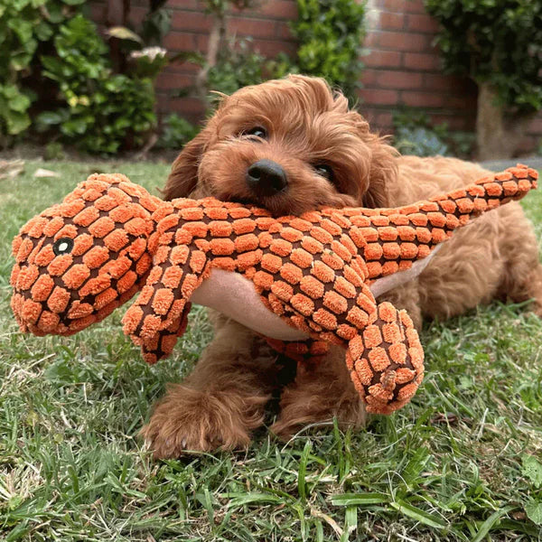 Indestructible Plush Dog Toy for Heavy Chewers - Dino