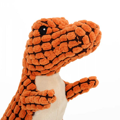 Indestructible Plush Dog Toy for Heavy Chewers - Dino