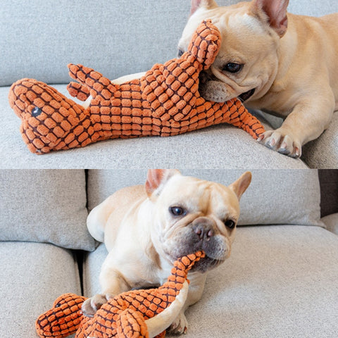 Indestructible Plush Dog Toy for Heavy Chewers - Dino