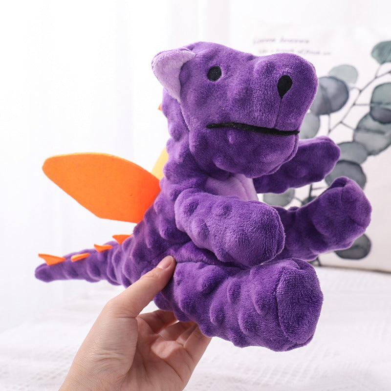 Indestructible Plush Dog Toy for Heavy Chewers - Dino