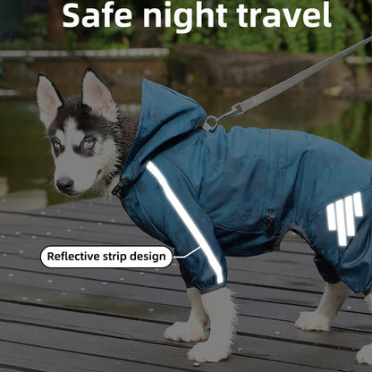 Dog waterproof reflective cape-style raincoat