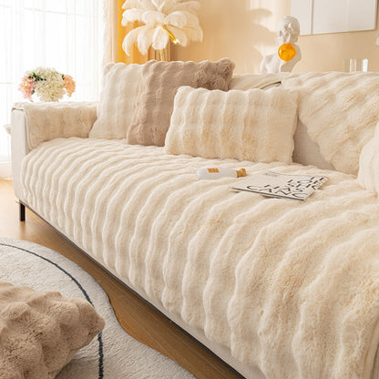 Cosy Plush Solid Colour Non-slip Sofa Cover