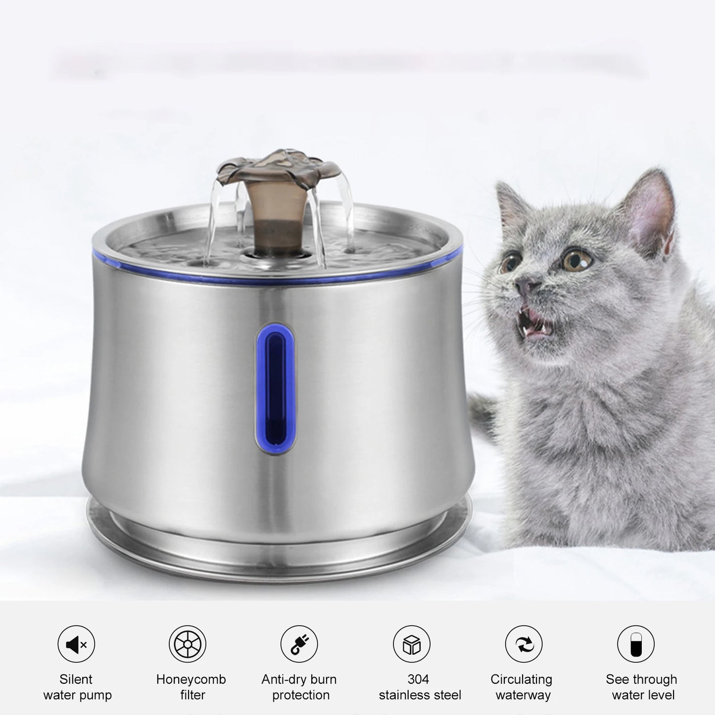 Stainless Steel  Pet Water Fountain 2.5L