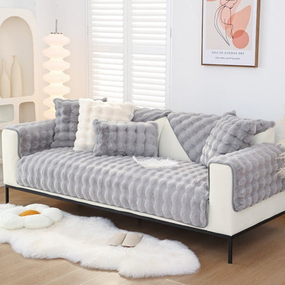 Cosy Plush Solid Colour Non-slip Sofa Cover